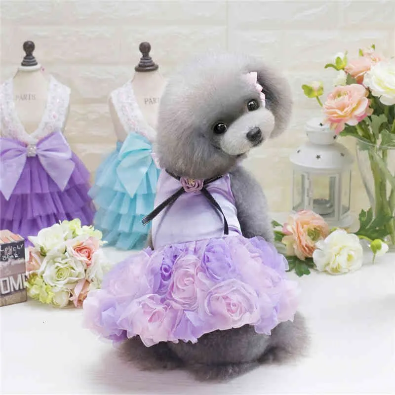 Dog Apparel Pet clothes Teddy high-grade Princess Rose skirt is better than bear spring summer apparel