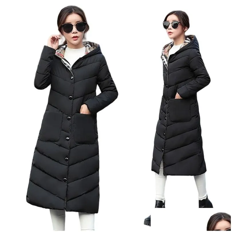 Women`S Down & Parkas Womens Jackets Cotton Padded Mid Length Version Slim Fitting And Thickened Jacket Drop Delivery Apparel Clothing Dh3Qh