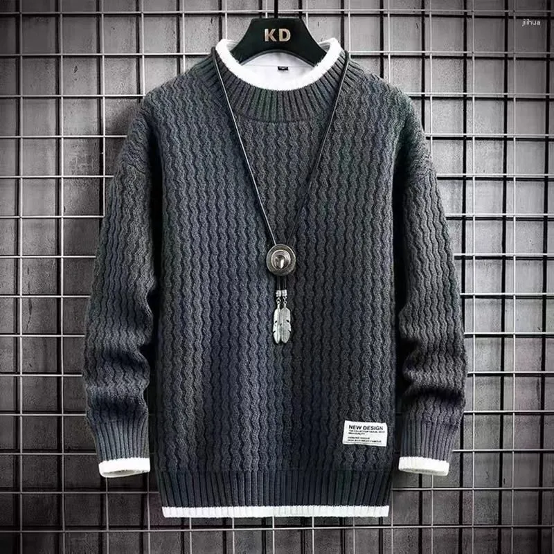 Men`s Sweaters Autumn Winter Sweater For Men Casual Knitted Striped Half Turtleneck Pullover High Quality Harajuku Women Warm Thick