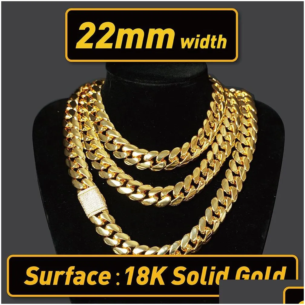 Chains Selling High Quality Hip Hop Necklace 18K Gold Custom Cuban Chain Stainless Steel Never Fade 24K 20Mm  Women Men Drop Deli Otgdj