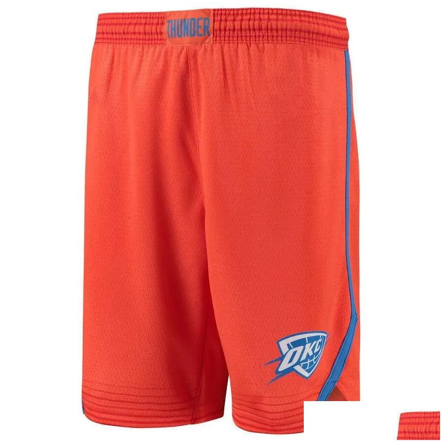 2022 Printed Oklahoma  Pants Basketball Shorts Thunders Performance Black277o
