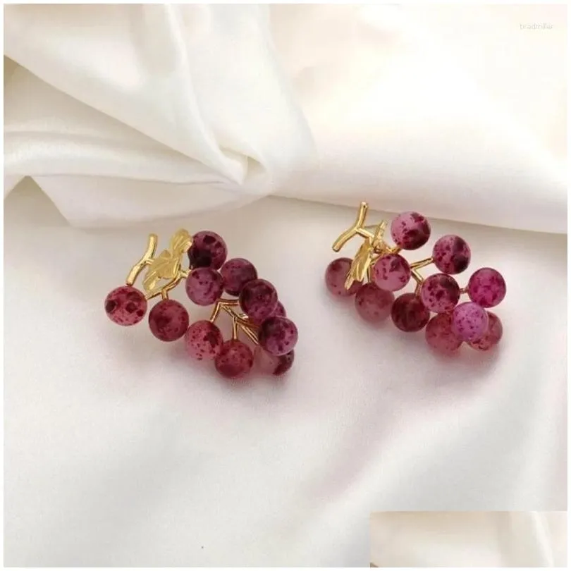 Stud Earrings Versatile Fruits Eardrops Grape Ear Pendant Ornament Trendy Women Jewelry Y2k Inspired Accessory For Daily Wear