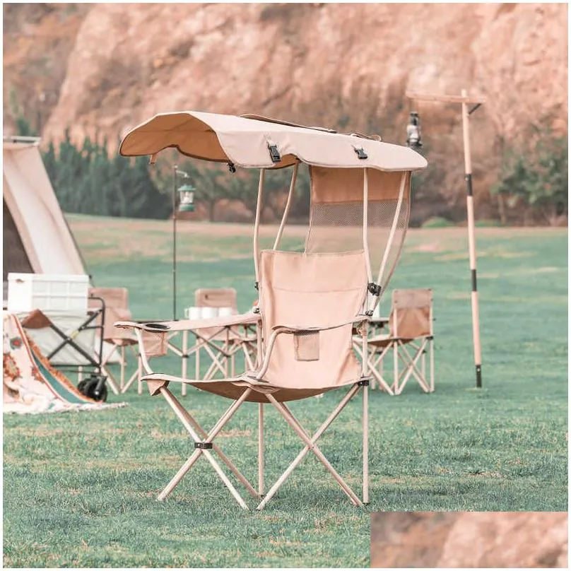 Camp Furniture Outdoor Camping Leisure Folding Chair Beach Awning Fishing Chair With Canopy Sketching Deck Chair Portable Fishing Chair