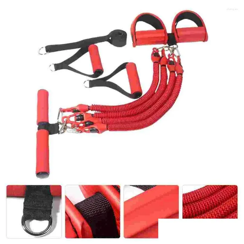 Resistance Bands Four-tube Pull Rope Yoga Feet Pedal Exercise Handles Fitness Foot Tension Sports Pulling Multifunction