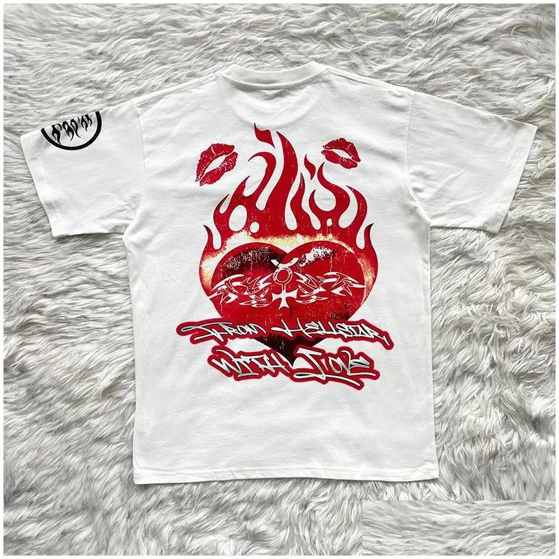  studios Lovers Tee Portrait Heart of Fire men women cotton short-sleeved T-shirts Unisex Cotton Tops Men Vintage T-shirts Summer Loose Tee Rock