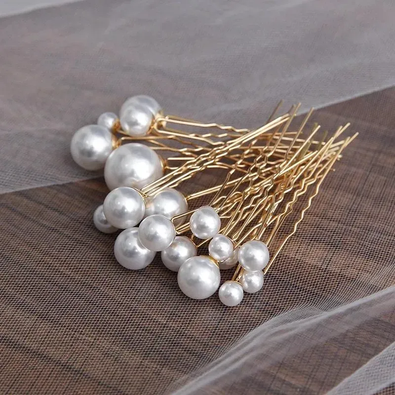 Hair Clips 18pc Women U-shaped Pin Metal Barrette Clip Hairpins Simulated Pearl Bridal Tiara Accessories Wedding Hairstyle Design Tool