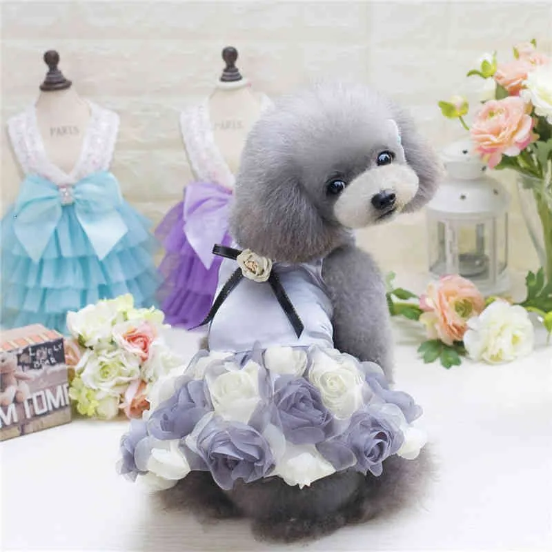 Dog Apparel Pet clothes Teddy high-grade Princess Rose skirt is better than bear spring summer apparel