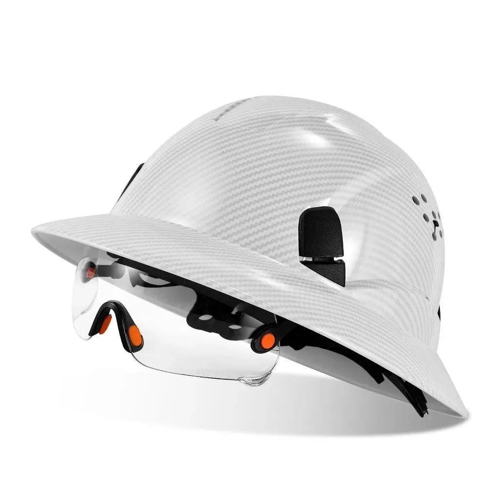 Cycling Helmets Loebuck Carbon Fiber Fl Brim Safety Helmet With Ce Goggles Anti Collision Construction Site Hard Hat Gm850 231017 Dro Dhbrn