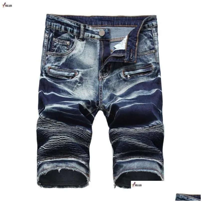 Men`S Shorts Summer Denim Men Stretch Slim Fit Short Jeans Mens Cotton Casual Died Knee Length Drop Delivery Apparel Clothing Dhmm0