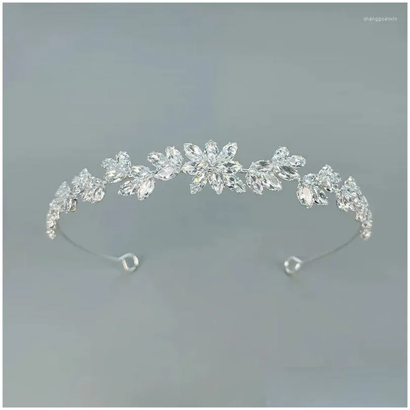 Hair Clips Bride Headband For Wedding Jewelry Accessories Cubic Zirconia Bridal Tiaras Hairband Prom Party Headdress Crown Women