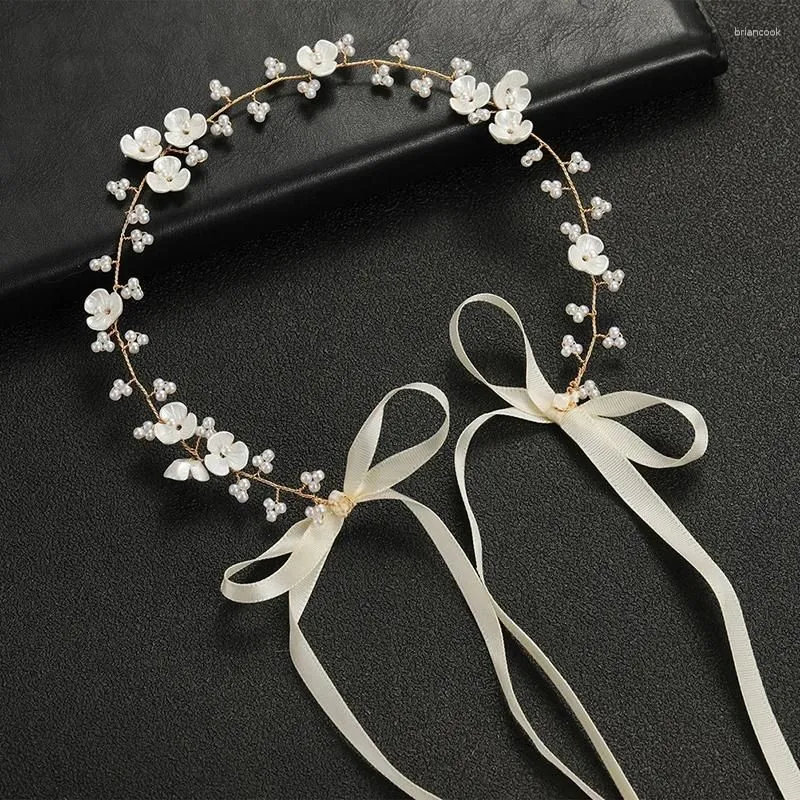 Hair Clips Bridal Gold/Silver Color Flower Ribbon Hairband Headband Women Headpiece Tiara Wedding Jewelry Accessories