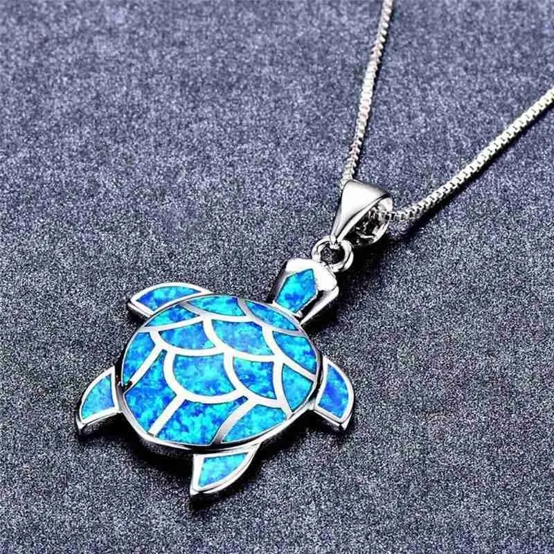 Women Jewelry Natural Stone Rhinestone Turtle Tortoise Chain Necklaces 50+5cm Shaped Length Retro Sweater Pendants N1K2