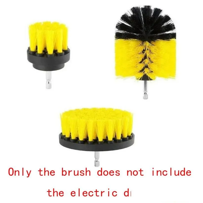 Car Wash Accessories & Appliances 3Pcs Set Electric Scrubber Brush Drill Kit Plastic Round Cleaning For Carpet Glass Car Tires Nylon B