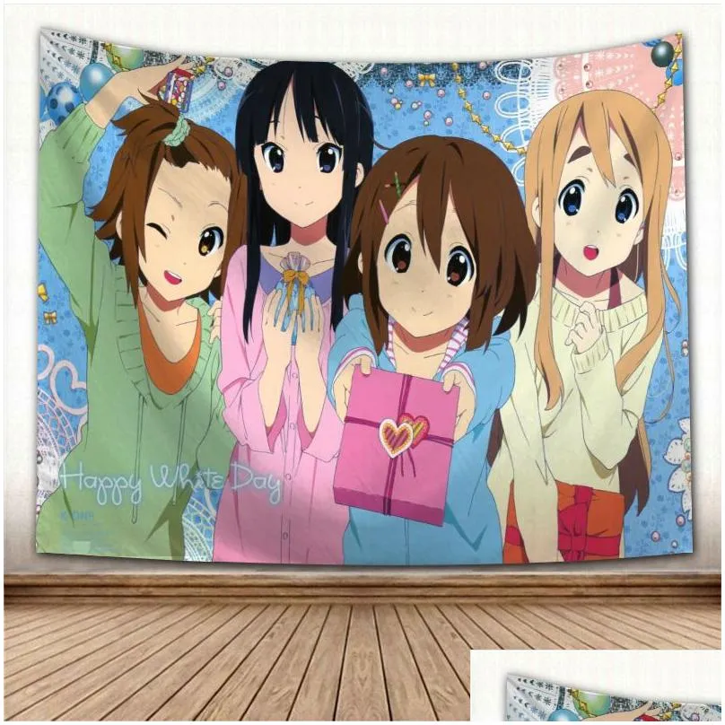 Carpets Cartoon Tapestry Wall Hanging Japan Kawaii New K-On Home Party Decorative Game Po Background Drop Delivery Garden Textiles Otpe1