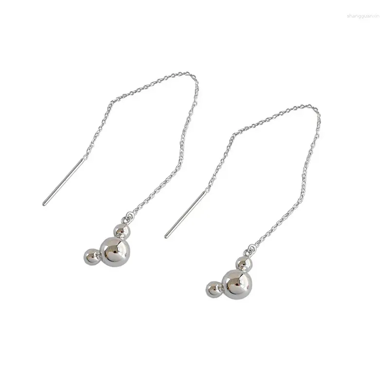 Dangle Earrings Lovely Polished Solid 925 Sterling Silver For Women Threader Mini Mikey Mouse Long Tassel Stud