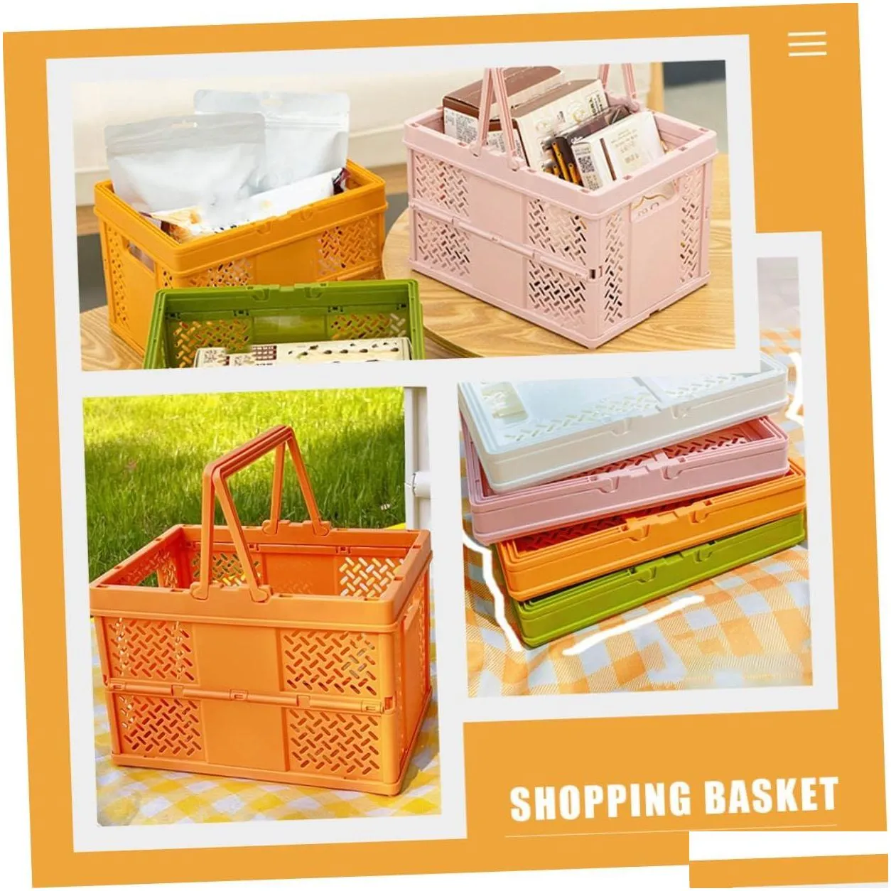 Other Household Sundries Easter Egg Basket Plastic Storage Bins Folding Pastel Crates For Foldable Organizer Hamper Desktop Drop Deliv Otwat