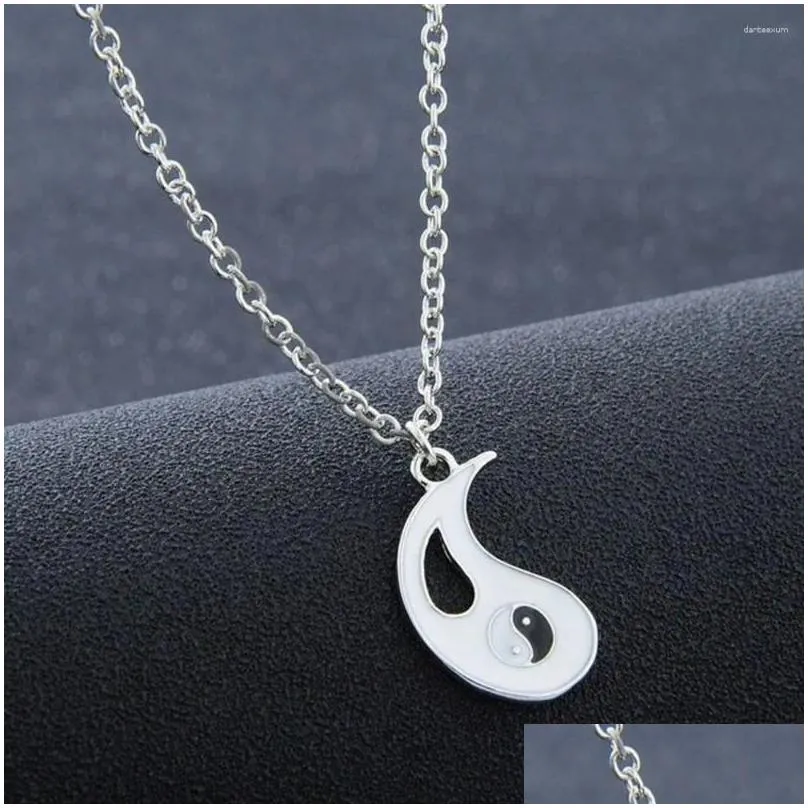 Pendant Necklaces 2Pcs/set Couple Chinese Tai Chi Gossip Banish Bad Luck Charm ChainNecklace Jewelry Lovers Valentine`s Gift