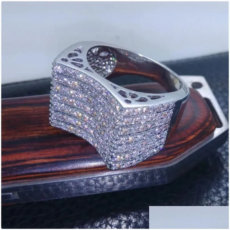 Luxury Ring Micro Pave AAAAA Zircon White Gold Wedding band Rings for Women Bridal Promise Engagement Jewelry Gift