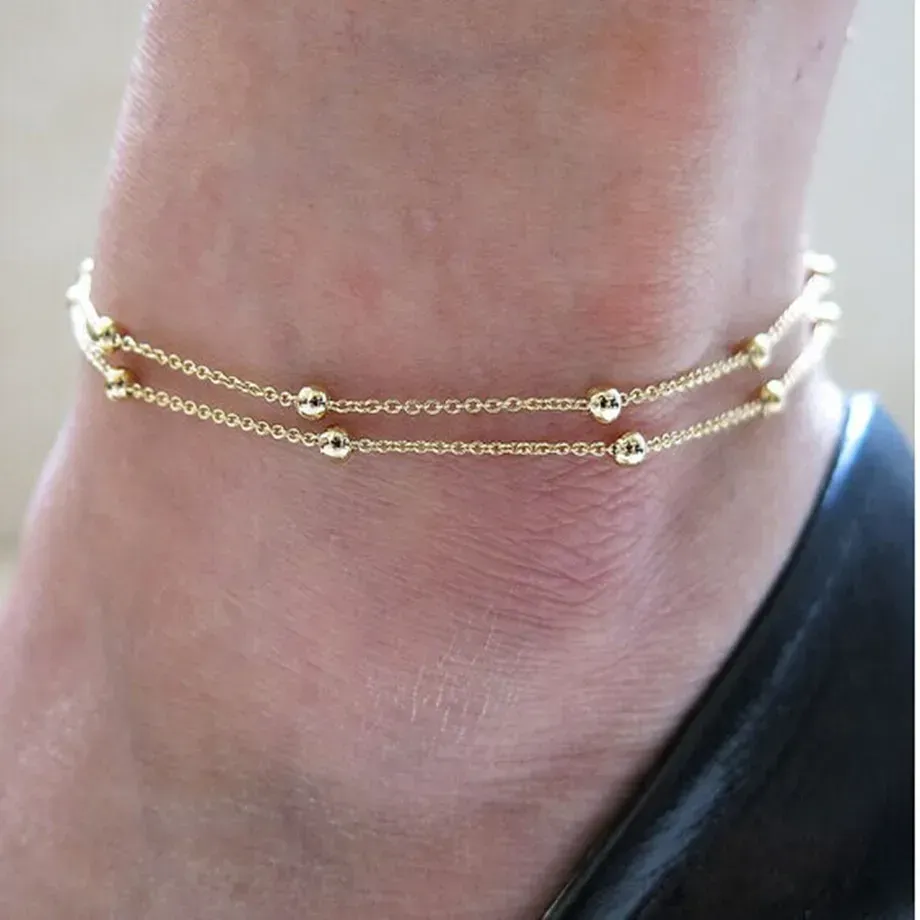 Simple Woman Anklets Casual/sporty 14K Gold Chain Women Ankle Bracelet Jewelry 8529 9982