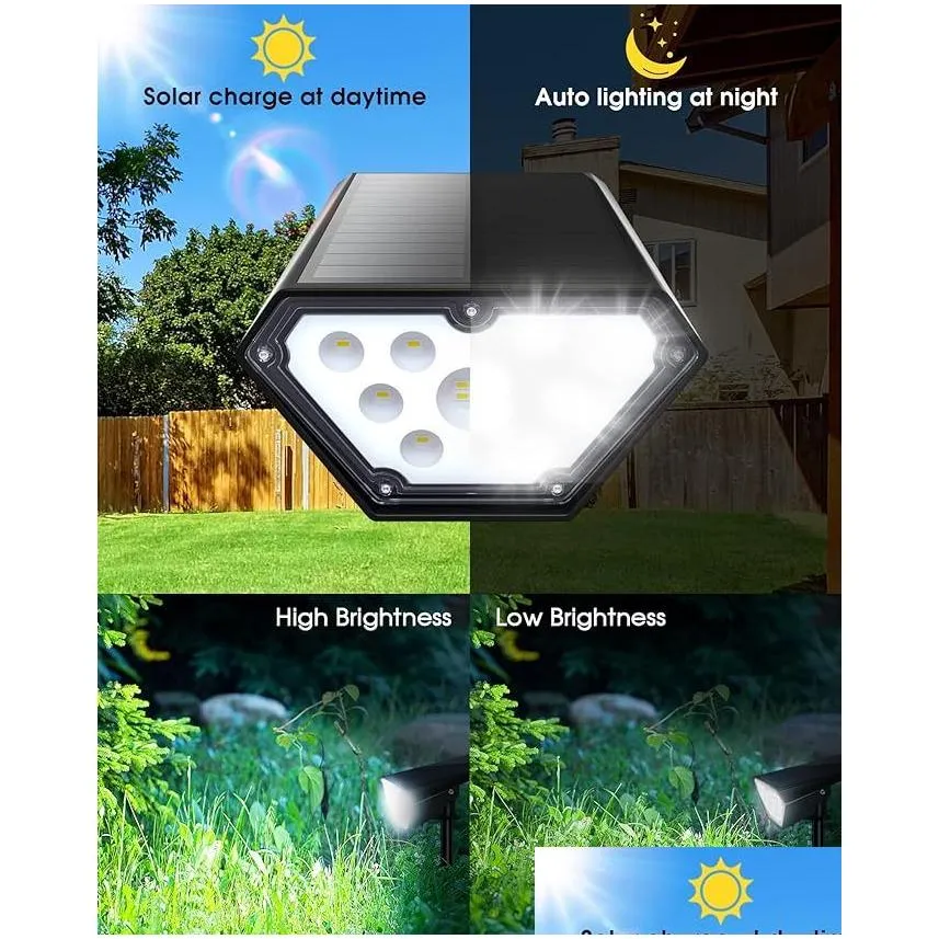 Other Home & Garden Spot Lights Outdoor 2-In-1 Solar Landscape 12 Led Bbs Powered Ip67 Waterproof Adjustable Wall Light For Patio Path Otple