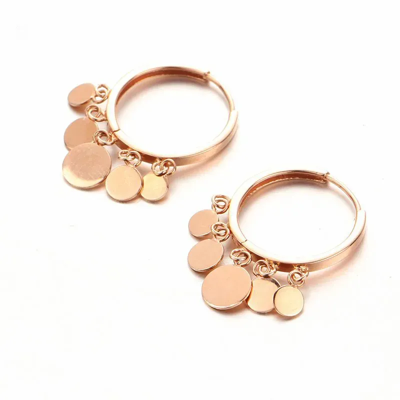 Dangle Earrings 585 Purple Gold Multi Round Small Tassel For Women Plated 14K Rose Fashion Glossy Hoop Earings High Jewelry
