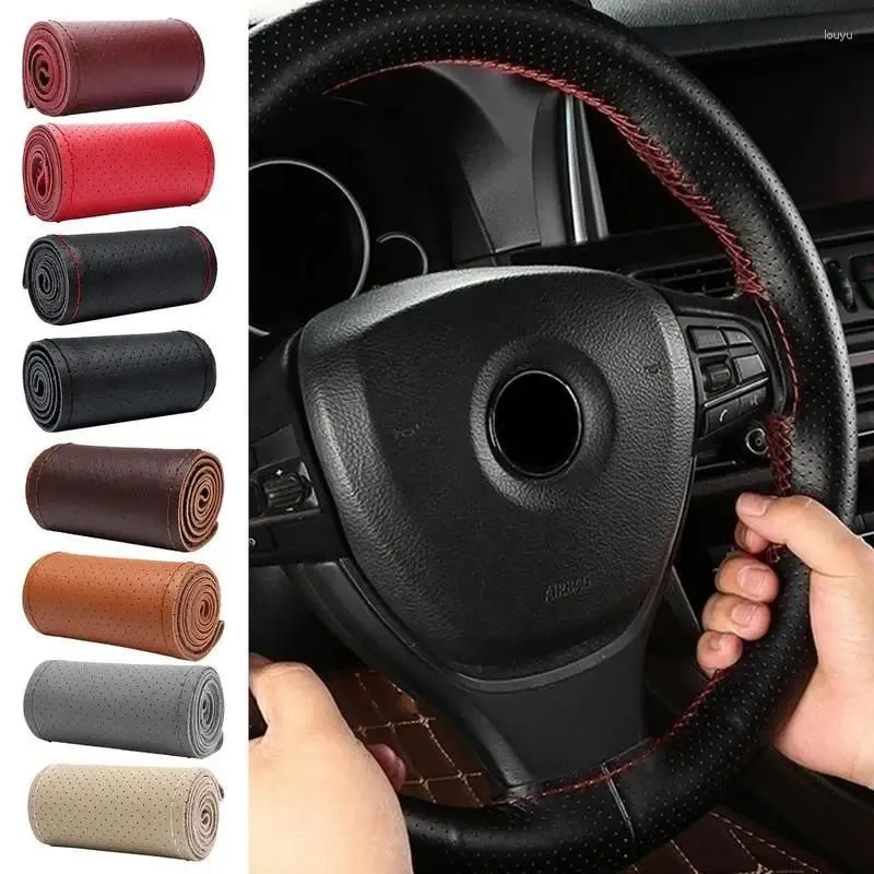 Steering Wheel Covers Universal DIY Handsewn Cover Microfiber Fit Comfortable Elegant Protector For Cars