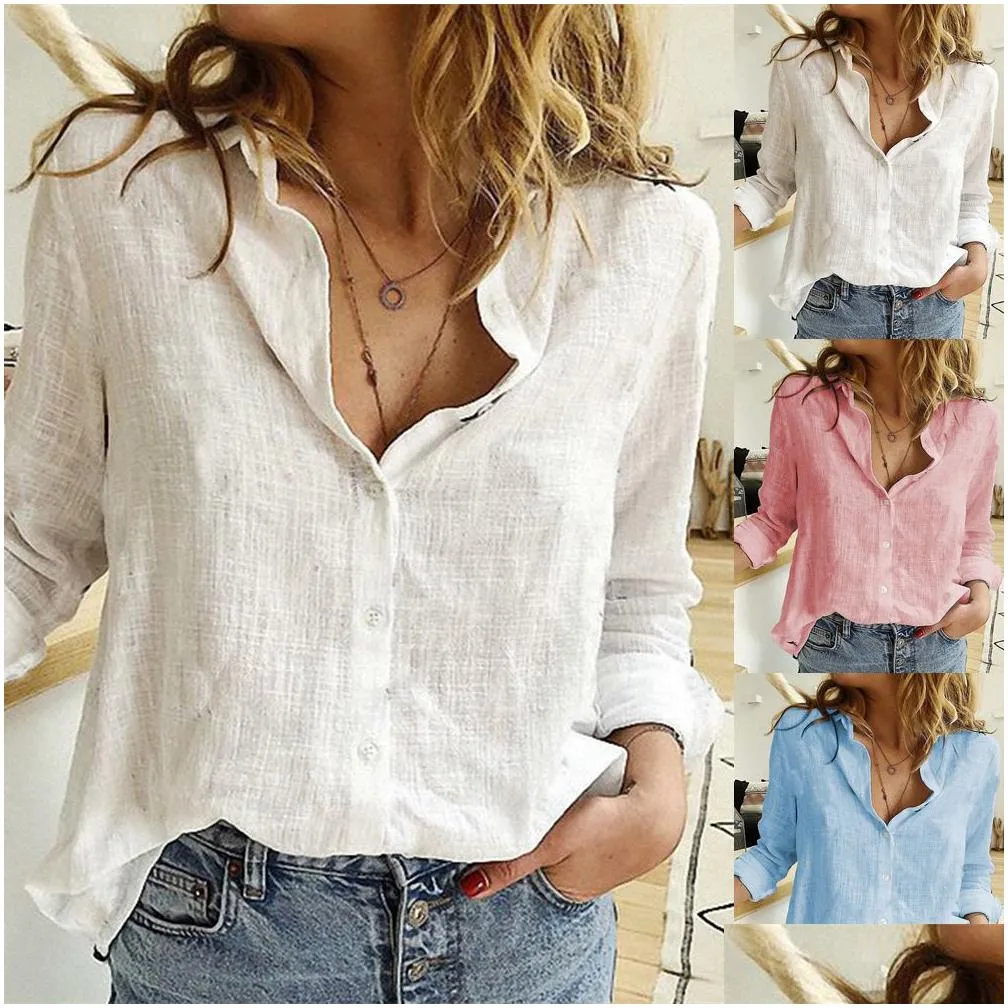 Women`S T-Shirt Designer Shirt Women Tops Blouse Womens White Button Down Shirts Casual V Neck Work Blouses 3/4 Sleeve Lightweight Sol Dhoah