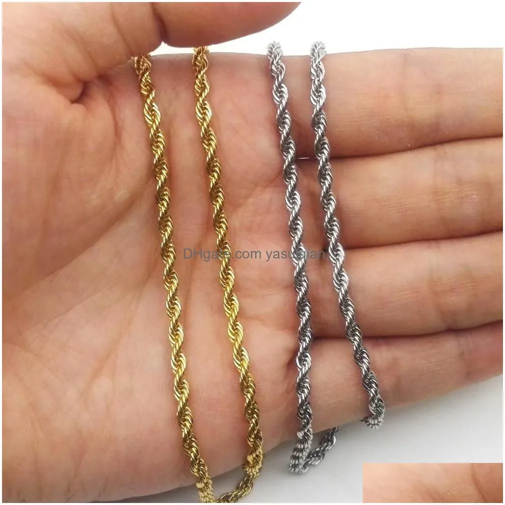 Chains M 18K Gold Plated Twisted Rope For Women Men S Choker Necklaces Jewelry In Bk 16 18 20 22 24 30 Inches Drop Delivery Pendants Dhv6S