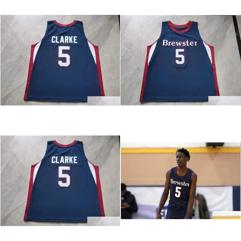 rare Basketball Jersey Men Youth women Vintage Brewster Academy Terrence Clarke High School Phenoms Size S-5XL custom any name or