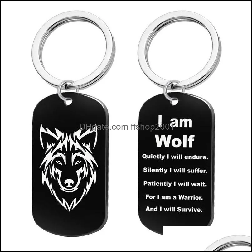 Pendant Necklaces Jewelry Stainless Steel Wolf Head Mens Necklace Double-Sided Lettering Military Dog Drop Delivery Pendants Dhuap