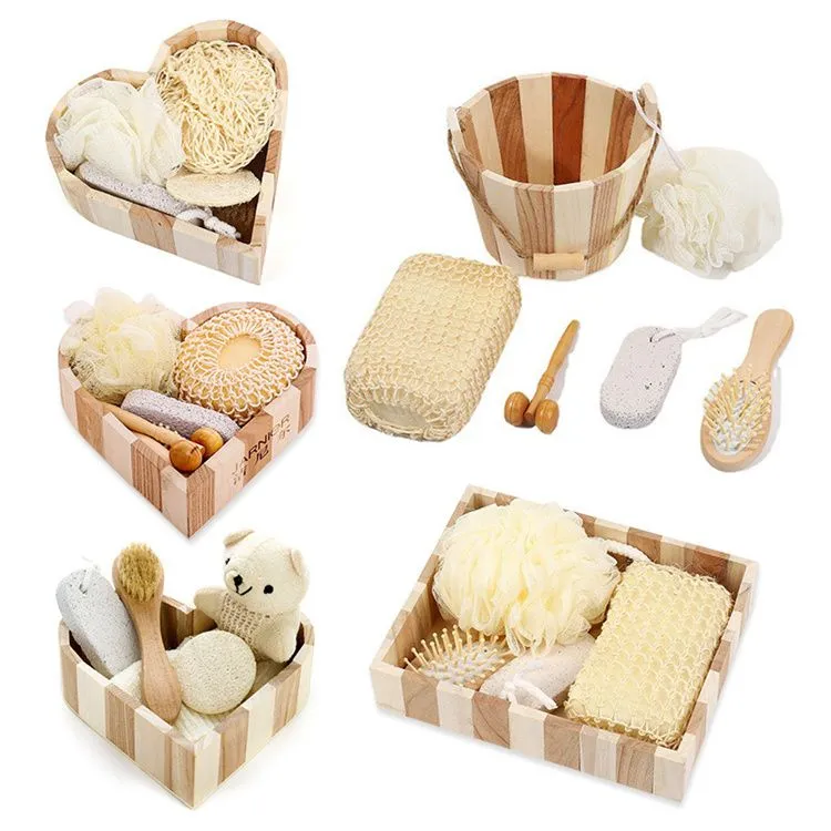 Bath Accessory Set Heart shaped cylindrical bathroom gift box shower supplies holiday business gift gift shower set LT771