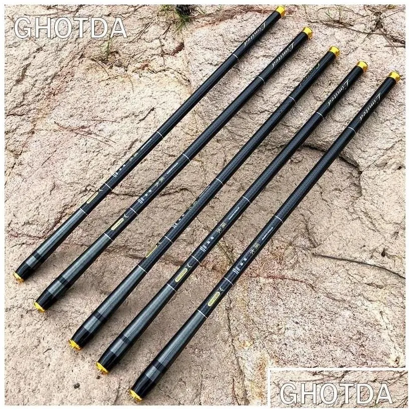 Boat Fishing Rods Gda Carbon Fiber Rod Stream Hand Pole Carp Feeder Tenkara 3 6-7 2M259C Drop Delivery Sports Outdoors Otjli