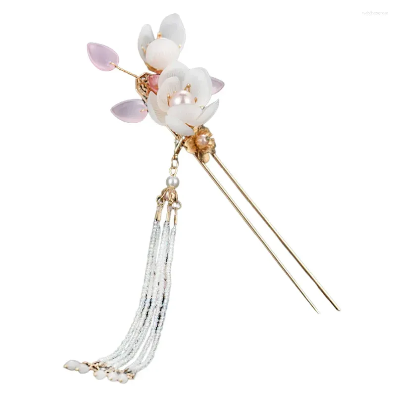 Hair Clips Ethnic Style U Shaped Chinese Stick With Hypoallergenic Alloy Flower Tassel Chopsticks For Cheongsam Han Clothes Dress