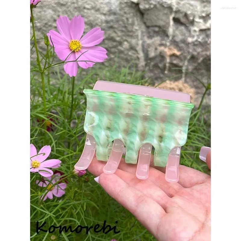 Hair Clips Ry 2023 Accessories Contrasting Color Stitching Lattice Clip Acetate Multicolor Hairpin For Women Summer Vacation