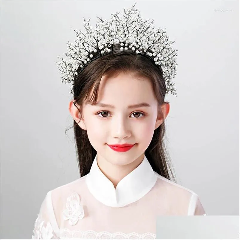 Hair Clips Full Simulated Pearl Black Hairbands Fashion Wedding Accessories Party Girls Gift Pography Kids Children Ornaments
