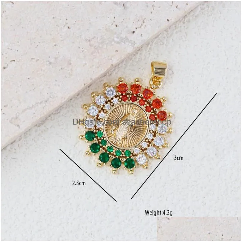 Pendant Necklaces Ruixi Fashion Charms JoyerIa Religiosa Jewelry Femme Shiny No Faded Accessories Christian Holy Virgin Mary Guadalupe