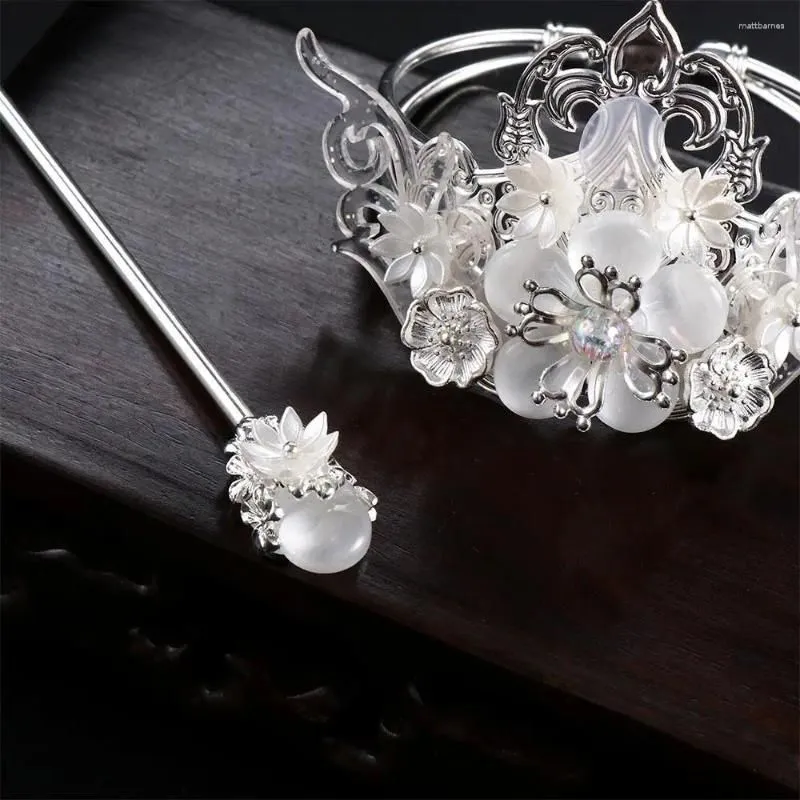 Hair Clips Vintage Holder Headwear Circel Female Couple Floral Stick Chinese Style Hairpins Fork Accessories