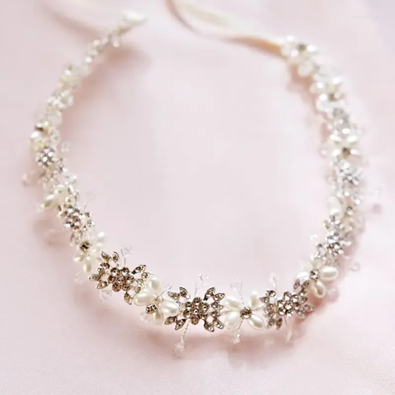 Hair Clips Flower Wedding Accessories Bridal Pearl Women Headband Crystal Tiaras Fashion Head Piece Decoration Engagement