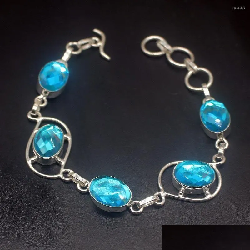 Link Bracelets Amazing Fancy Arrival MysticTopaz Color Charms Links For Women 8.5 Inch HD681