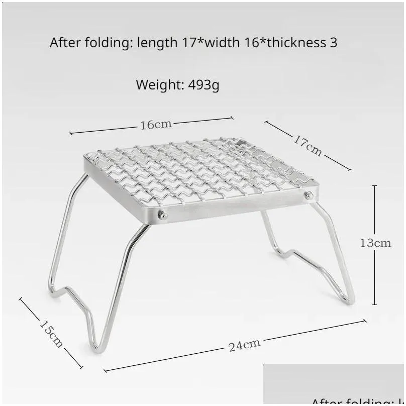 Stoves Camping Folding Grill Stand Stainless Steel Grate Table Outdoor Portable Gas Wood Stove Supplies 231118