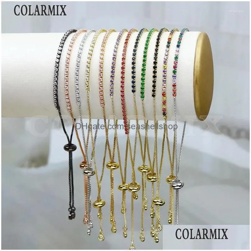 Link Bracelets 6 Pcs Rainbow Zircon Bracelet Slim Zirconia Jewelry Accessories Colorful 40083