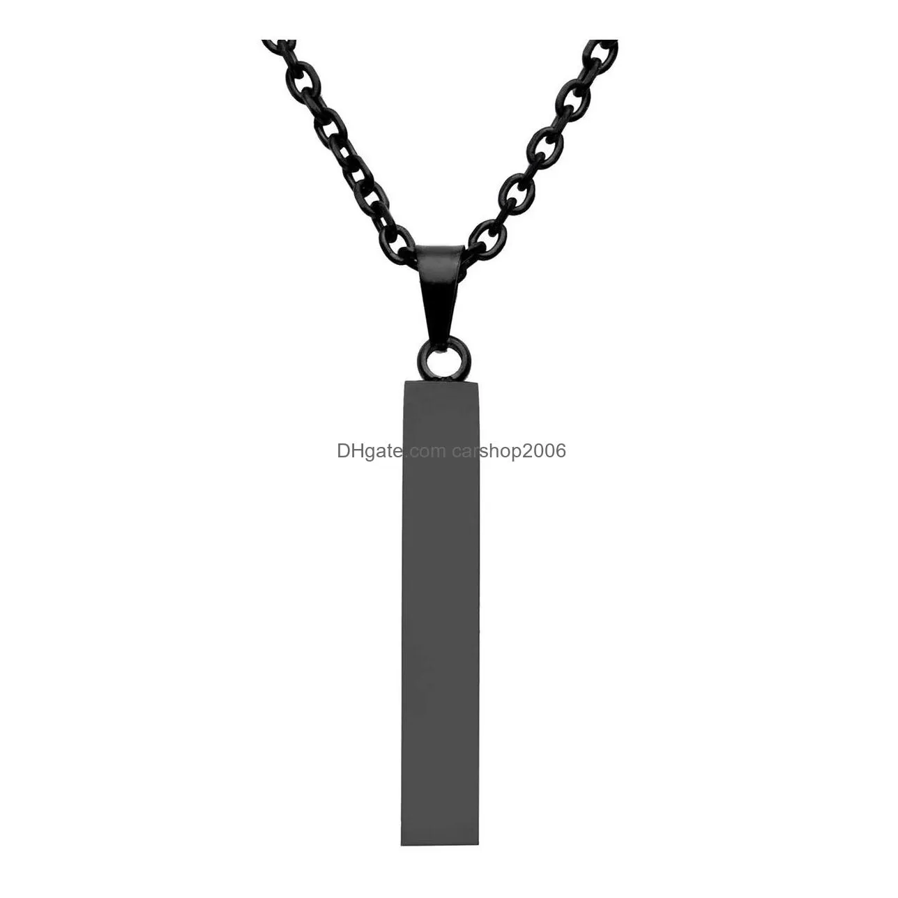 Pendant Necklaces Stainless Steel Square Bar Necklace New Personalized Gold Solid Blank Charm For Buyer Own Engraving Jewelry Drop Del Dhmjt