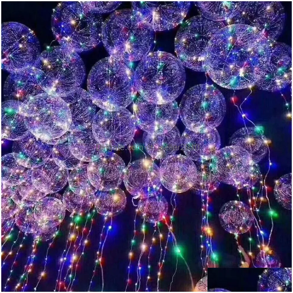 Party Decoration 18 Inch Handle Led Balloon Luminous Transparent Helium Bobo Ballons Wedding Birthday Kids Light Gift Whole27172055 Dr Dhs4H