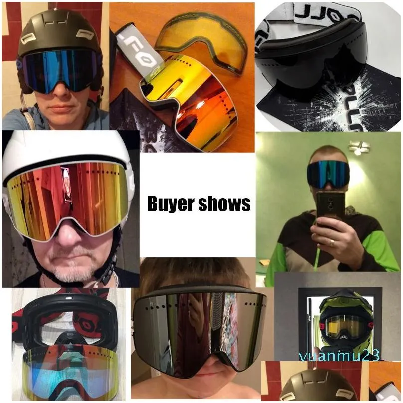 Ski Goggles Ski Goggles with Magnetic Double Layer Polarized Lens Skiing Anti-fog UV400 Snowboard Goggles Men Women Ski Glasses Eyewear