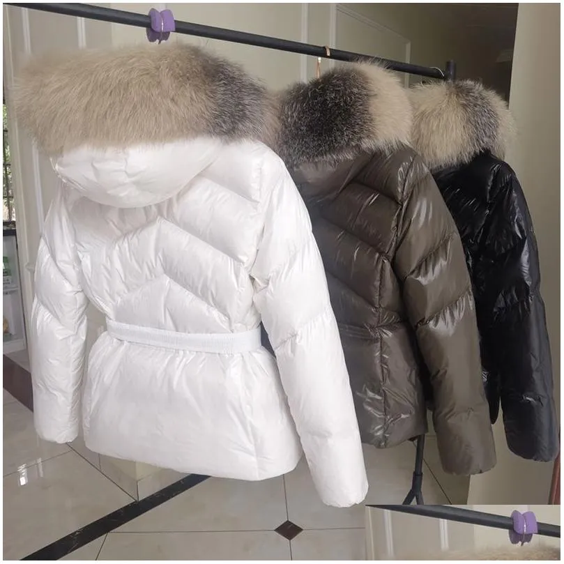 2023 Luxury Brand Designer Women`s Down Jacket Embroidered Badge Doudoune Femme Fur Collar Hooded Jackets