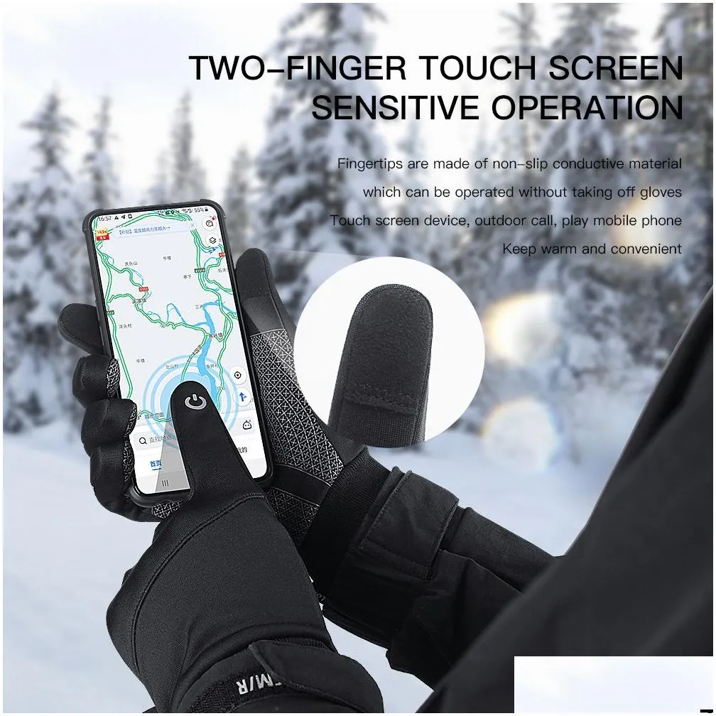 Ski Gloves Winter Handschoenen Men Women Waterproof Windproof Bike MTB Thermal Warm Touch Non Slip Snow Sports 230909