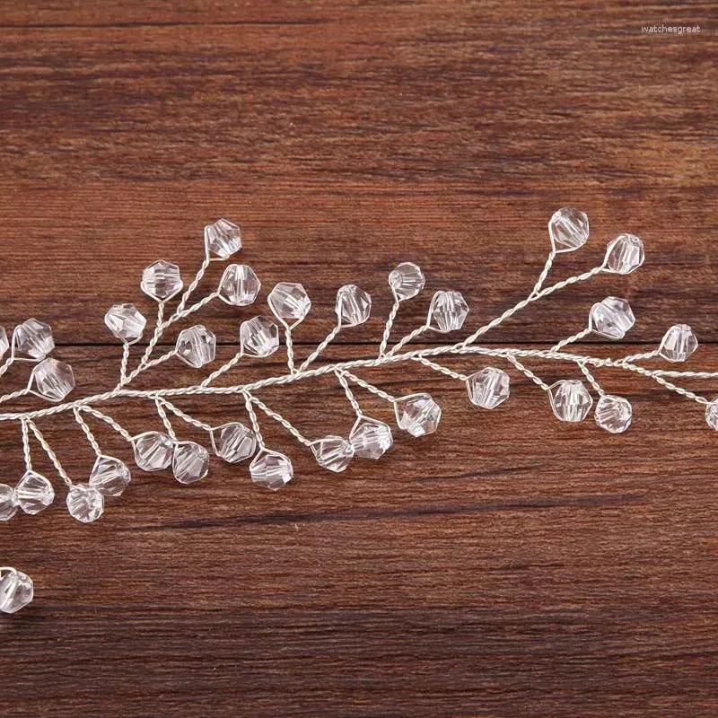 Hair Clips Handmade Crystal Leaves Headband Pearl Bead Tiara For Women Party Pageant Bride Head Piece NA