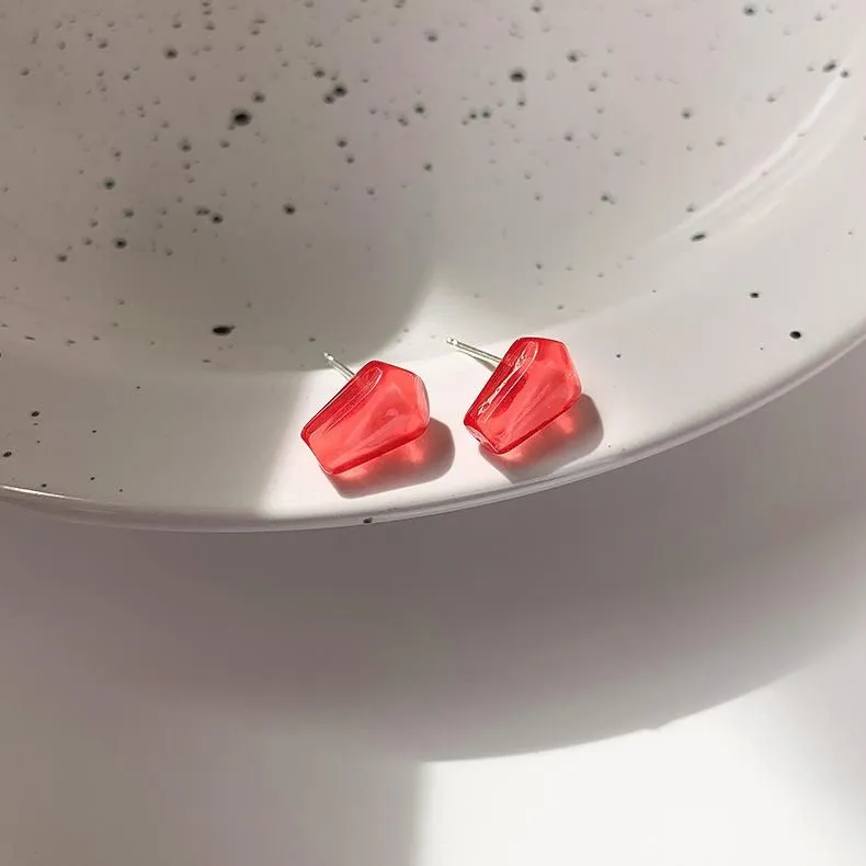 Stud Earrings 2022 Korean Red Pomegranates Seeds Trendy For Women Fashion Jewelry Small Oorbellen Brincos