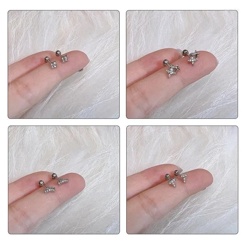 Stud Earrings Fashion Piercing Tragus Heart Star Crystal Ear Studs Cartilage Earring For Women Body Jewelry Gift