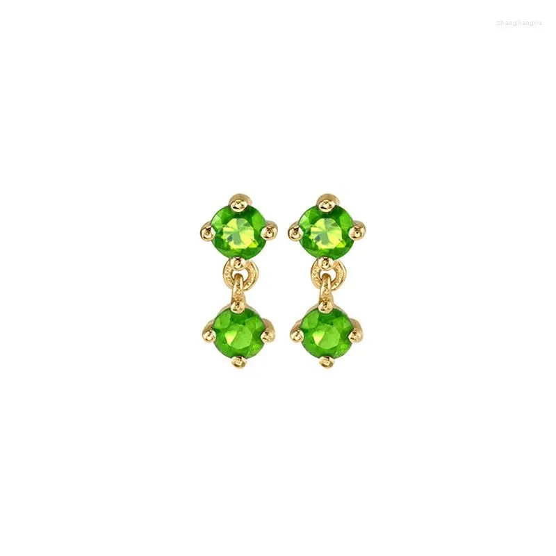 Hoop Earrings 1PC Stainless Steel Cubic Zirconia Earring For Women Small Green Pendant Cartilage Tragus Piercing Jewelry